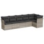 Garden sofa set 6 pieces and gray synthetic rattan cushions by , Garden sets - Ref: Foro24-3217662, Price: 443,21 €, Discount: %