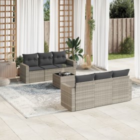 Set de sofás de jardín 7 pzas con cojines ratán PE gris claro de , Sofás modulares de exterior - Ref: Foro24-3251049, Precio:...