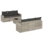 Set de sofás de jardín 7 pzas con cojines ratán PE gris claro de , Sofás modulares de exterior - Ref: Foro24-3251049, Precio:...