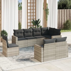 Gartensofagarnitur 8-teilig mit grauen Polstern aus synthetischem Rattan von , Modulare Sofas für den Außenbereich - Ref: For...