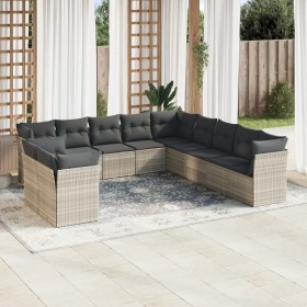 Garden sofa set 11 pieces and gray synthetic rattan cushions by , Garden sets - Ref: Foro24-3217882, Price: 804,73 €, Discoun...