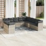 Garden sofa set 11 pieces and gray synthetic rattan cushions by , Garden sets - Ref: Foro24-3217882, Price: 801,99 €, Discoun...