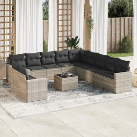 Gartensofagarnitur 12-teilig mit grauen Polstern aus synthetischem Rattan. von , Modulare Sofas für den Außenbereich - Ref: F...