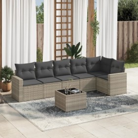 7-piece garden sofa set with light gray PE rattan cushions by , Garden sets - Ref: Foro24-3218992, Price: 489,31 €, Discount: %