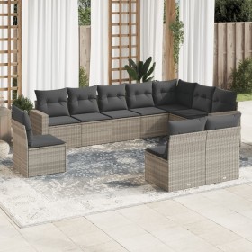 Gartensofa-Set, 10-teilig, mit Kissen, aus hellem grauen Kunststoff-Rattan. von , Gartensets - Ref: Foro24-3219102, Preis: 68...