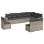 Set of 10-piece garden sofas with light gray synthetic rattan cushions by , Garden sets - Ref: Foro24-3219102, Price: 690,17 ...