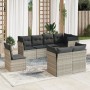 Garden sofa set 8 pieces and gray synthetic rattan cushions by , Garden sets - Ref: Foro24-3217932, Price: 612,72 €, Discount: %