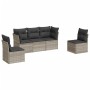 Gartensofa-Set und Kissen, 5-teilig, aus hellem grauem Kunststoff-Rattan. von , Gartensets - Ref: Foro24-3217352, Preis: 361,...