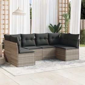 Gartensofagarnitur 6-teilig mit grauen Polstern aus synthetischem Rattan von , Gartensets - Ref: Foro24-3217392, Preis: 425,0...