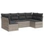 Garden sofa set 6 pieces and gray synthetic rattan cushions by , Garden sets - Ref: Foro24-3217392, Price: 423,34 €, Discount: %