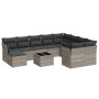 Garden sofa set 11 pieces and gray synthetic rattan cushions by , Garden sets - Ref: Foro24-3218602, Price: 760,99 €, Discoun...