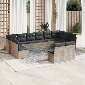 Garden sofa set 12 pieces and gray synthetic rattan cushions by , Garden sets - Ref: Foro24-3218372, Price: 800,84 €, Discoun...