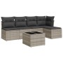 Garden sofa set 6 pieces and gray synthetic rattan cushions by , Garden sets - Ref: Foro24-3217532, Price: 378,35 €, Discount: %