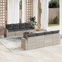 Garden furniture set 9 pieces and light gray synthetic rattan cushions by , Modular outdoor sofas - Ref: Foro24-3251089, Pric...