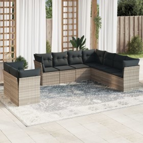 Garden furniture set 9 pieces and light gray synthetic rattan cushions by , Garden sets - Ref: Foro24-3217842, Price: 676,61 ...