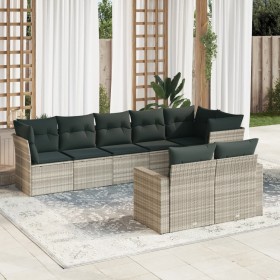 Garden sofa set 8 pieces and gray synthetic rattan cushions by , Garden sets - Ref: Foro24-3219212, Price: 595,13 €, Discount: %