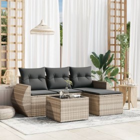 Garden sofa set and cushions 5 pieces light gray synthetic rattan by , Garden sets - Ref: Foro24-3253619, Price: 369,34 €, Di...