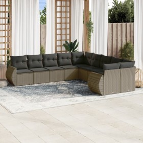 Gartensofa-Set, 10-teilig, mit Kissen, aus hellem grauen Kunststoff-Rattan. von , Gartensets - Ref: Foro24-3254249, Preis: 77...