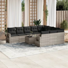 Garden sofa set 11 pieces and gray synthetic rattan cushions by , Garden sets - Ref: Foro24-3253039, Price: 821,99 €, Discoun...