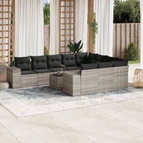 Garden sofa set 11 pieces and gray synthetic rattan cushions by , Garden sets - Ref: Foro24-3255439, Price: 836,15 €, Discoun...