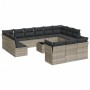 Outdoor garden furniture set, 14 pieces with light gray synthetic rattan cushions. by , Garden sets - Ref: Foro24-3218462, Pr...