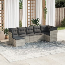 Set de sofás de jardín 7 pzas con cojines ratán PE gris claro de , Conjuntos de jardín - Ref: Foro24-3217972, Precio: 492,99 ...