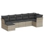 7-piece garden sofa set with light gray PE rattan cushions by , Garden sets - Ref: Foro24-3217972, Price: 494,36 €, Discount: %