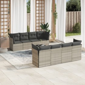 Garden furniture set 9 pieces and light gray synthetic rattan cushions by , Garden sets - Ref: Foro24-3217312, Price: 646,30 ...