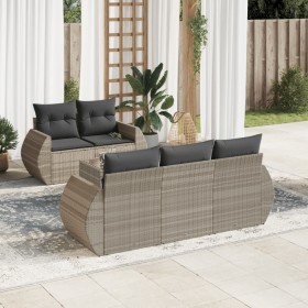 Garden sofa set 6 pieces and gray synthetic rattan cushions by , Garden sets - Ref: Foro24-3253439, Price: 501,99 €, Discount: %