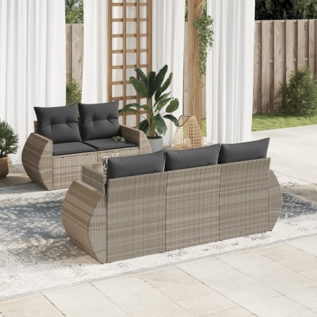 Gartensofagarnitur 6-teilig mit grauen Polstern aus synthetischem Rattan von , Gartensets - Ref: Foro24-3253439, Preis: 499,6...