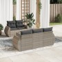 Garden sofa set 6 pieces and gray synthetic rattan cushions by , Garden sets - Ref: Foro24-3253439, Price: 499,66 €, Discount: %