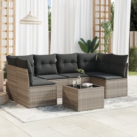 Set de sofás de jardín 7 pzas con cojines ratán PE gris claro de , Conjuntos de jardín - Ref: Foro24-3217402, Precio: 476,99 ...