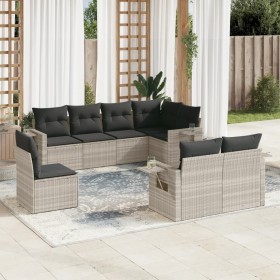 Garden sofa set 8 pieces and gray synthetic rattan cushions by , Garden sets - Ref: Foro24-3252779, Price: 647,99 €, Discount: %