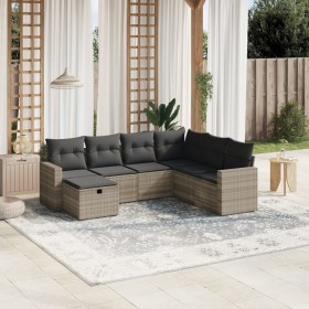 7-piece garden sofa set with light gray PE rattan cushions by , Garden sets - Ref: Foro24-3263528, Price: 491,37 €, Discount: %