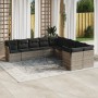 Gartensofa-Set, 10-teilig, mit Kissen, aus hellem grauen Kunststoff-Rattan. von , Gartensets - Ref: Foro24-3218242, Preis: 71...