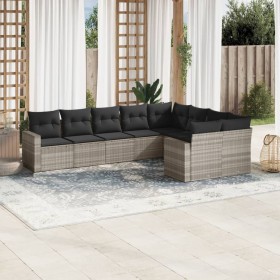 Set muebles jardín 9 pzas y cojines ratán sintético gris claro de , Conjuntos de jardín - Ref: Foro24-3219432, Precio: 650,33...