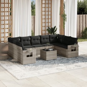 Gartensofa-Set, 10-teilig, mit Kissen, aus hellem grauen Kunststoff-Rattan. von , Gartensets - Ref: Foro24-3220611, Preis: 71...