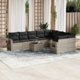 Set of 10-piece garden sofas with light gray synthetic rattan cushions by , Garden sets - Ref: Foro24-3220651, Price: 709,83 ...