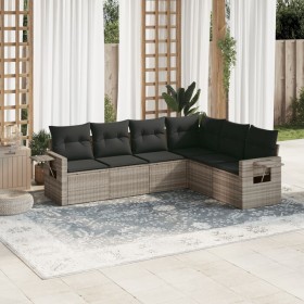 Gartensofagarnitur 6-teilig mit grauen Polstern aus synthetischem Rattan von , Gartensets - Ref: Foro24-3220211, Preis: 440,6...