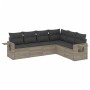 Garden sofa set 6 pieces and gray synthetic rattan cushions by , Garden sets - Ref: Foro24-3220211, Price: 442,81 €, Discount: %