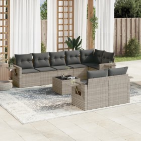 Set muebles jardín 9 pzas y cojines ratán sintético gris claro de , Conjuntos de jardín - Ref: Foro24-3220431, Precio: 658,31...