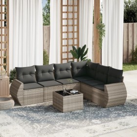 7-piece garden sofa set with light gray PE rattan cushions by , Garden sets - Ref: Foro24-3221421, Price: 512,56 €, Discount: %