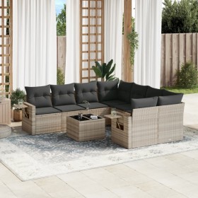 Garden furniture set 9 pieces and light gray synthetic rattan cushions by , Garden sets - Ref: Foro24-3219961, Price: 641,69 ...