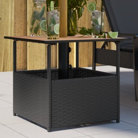 Mesa de jardín agujero de sombrilla ratán negro 55x55x46,5 cm de , Mesas de jardín - Ref: Foro24-364117, Precio: 68,99 €, Des...