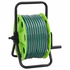 Carrete de manguera de pie con set racores PVC verde 0,75" 20 m de , Soporte de manguera de jardín - Ref: Foro24-3281520, Pre...