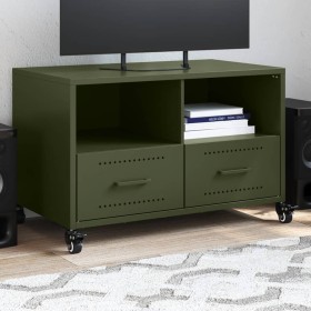 TV stand made of cold-rolled steel in olive green, measuring 68x39x43.5 cm. by , TV Furniture - Ref: Foro24-846702, Price: 87...