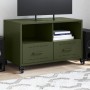 TV stand made of cold-rolled steel in olive green, measuring 68x39x43.5 cm. by , TV Furniture - Ref: Foro24-846702, Price: 88...