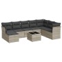 Set muebles jardín 9 pzas y cojines ratán sintético gris claro de , Conjuntos de jardín - Ref: Foro24-3218062, Precio: 625,80...