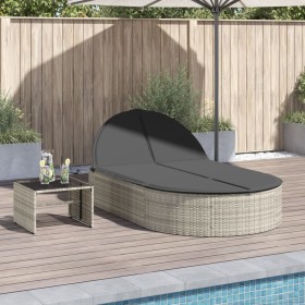 Double sun lounger with light gray synthetic rattan cushions by , Loungers - Ref: Foro24-368651, Price: 274,99 €, Discount: %