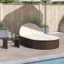 Double sun lounger with brown synthetic rattan cushions by , Loungers - Ref: Foro24-368647, Price: 273,99 €, Discount: %